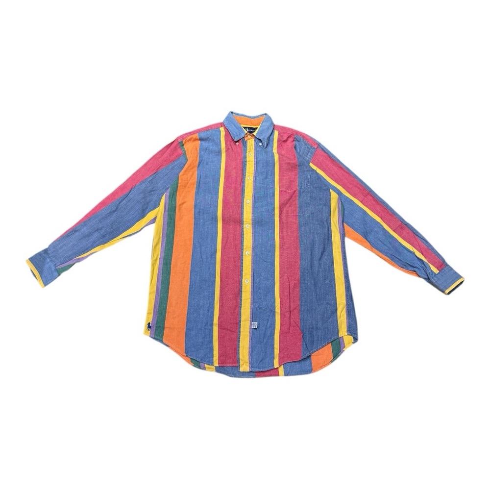 Polo Ralph Lauren Colorful Colorblock Stipe Button Down Shirt Men’s Sz S